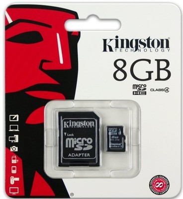 Kingston Micro SD 8 GB Klasse 4 SDHC Telefon Speicherkarte & Adapter Speicher Sicherung