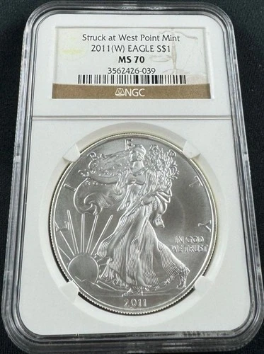 2011 (W) S$1 AMERICAN SILVER EAGLE STRUCK AT WEST POINT MINT NGC MS 70