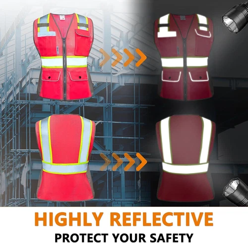 Safety Vest for Women High Visibility Mesh Reflective X-Small, Pink image 4