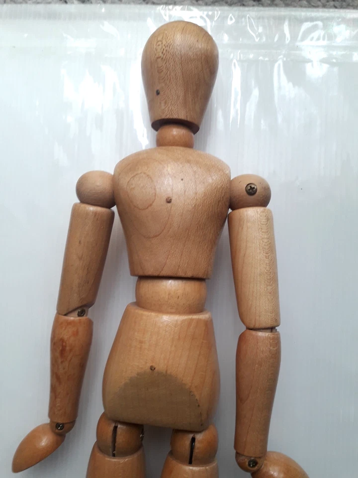 Figura madera posable calidad escultura artista modelo madera articulada vintage - Imagen 2 de 4