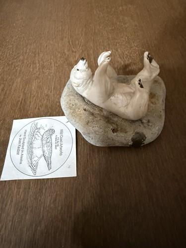 joan kautzer polar bear On Rock Figurine Wild Coast Artworks Alaska