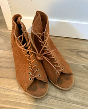 Charlotte Russe Brown Faux Suede Lace-Up Open...