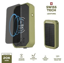 Swiss Tech Leistung Wireless Charging Solar/USB Charger 20000mAh USB-A USB-C