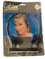 Labtec LT-5 On-Ear Stereo Headphones Wired 3.5mm 4 ft Blue/Gray 22mm vintage new