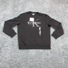 Calvin Klein Jeans Sweatshirt Mens Medium Black Fleece Crewneck Pullover Logo
