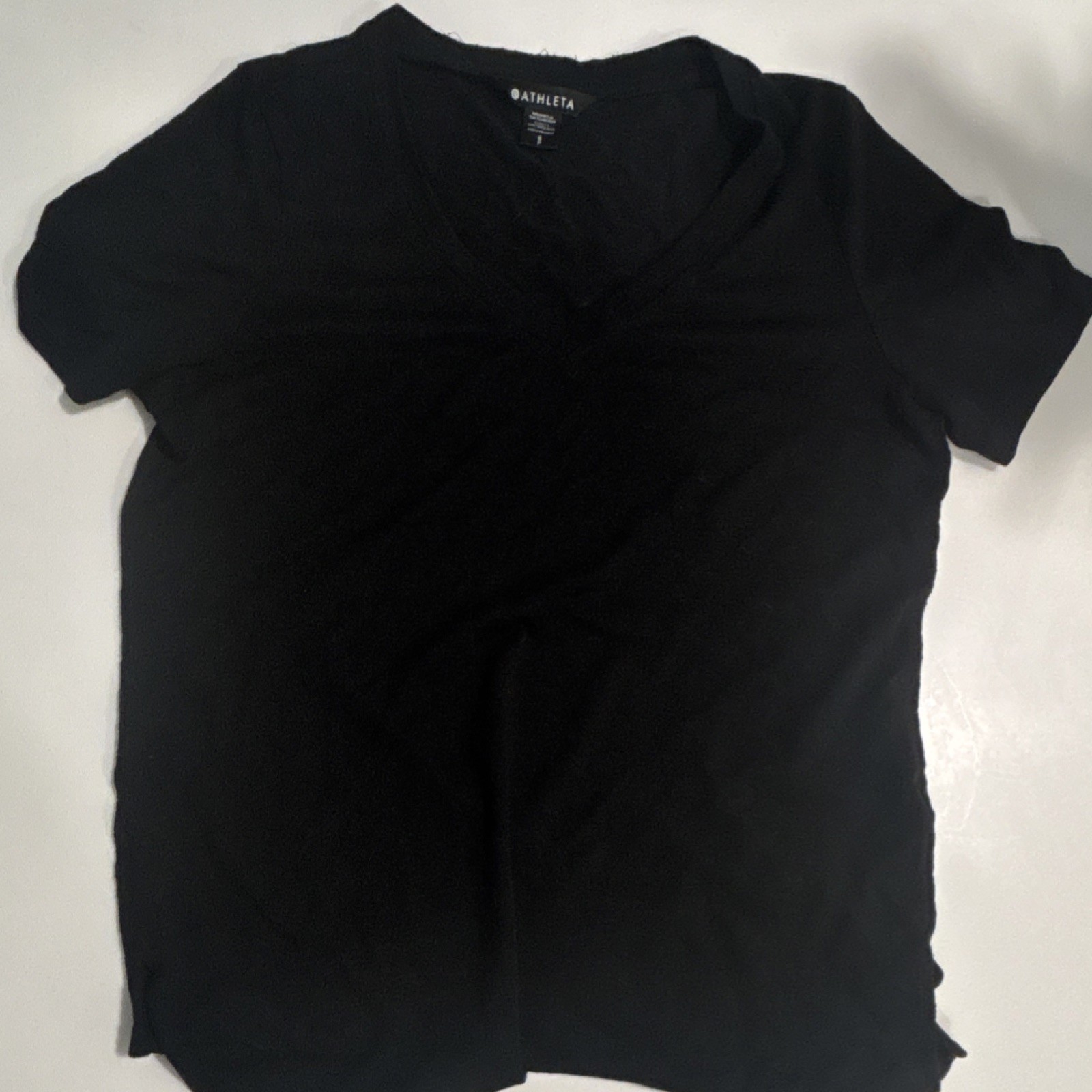 Athleta Women's S Black Crew Neck Short Sleeve Cotton Jersey Lightweight Tee