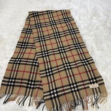 Burberry Cashmere Scarf Beige Nova Check Plaid 29.5x125cm Soft Warm