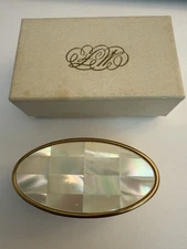 Vintage Max Factor Hollywood Mother of Pearl Lipstick Compact in Box 1950s