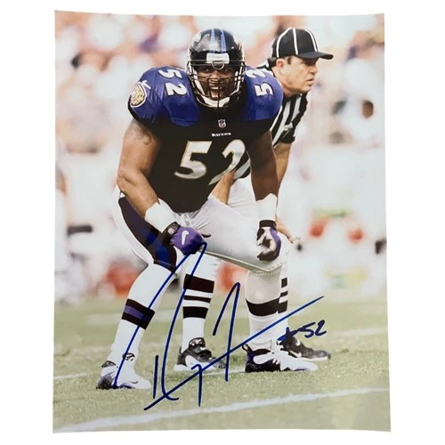 Ray Lewis Autographed 8x10 Photo Baltimore Ravens NFL Signed Memorabilia HOF