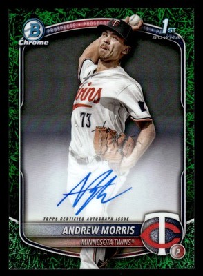 Andrew Morris 2025 Bowman #CPA-AMO Chrome Prospect Auto Green Grass #/99