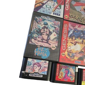 Sega Genesis Working Lot Of (13) Games Taz Bubsy Alladin And More
