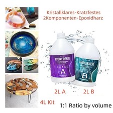 1:1 Clear Epoxy Resin 4L Kit - Epoxidharz Epoxydharz 2K-Harz+Härter Gießharz