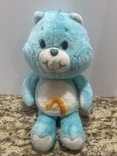 Vintage 1984 Care Bear Blue Wish Bear Rainbow Plush 17 Kenner