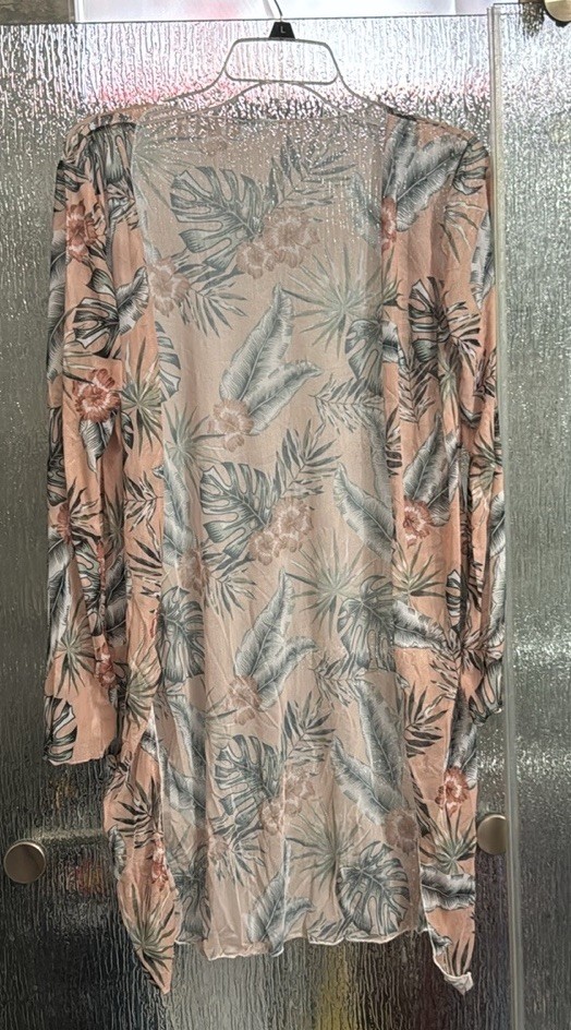 3 Pc Tropical Swim Set Ladies Top 16” P2P Boy Shorts Cover Up Medium Orig $24