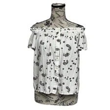 LOFT Bohemian Paisley Floral MP Blouse cropped Preppy Beach Coastal Hippie Fairy