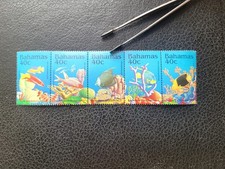 Bahamas #815 MNH, 1994  Marine Life   Strip of 5,  Scott Value $ 8.25 + BONUS