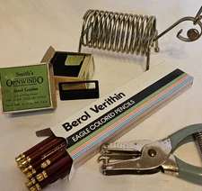 Vintage Assorted Lot Office Desk Supplies  and packaging display  props collect