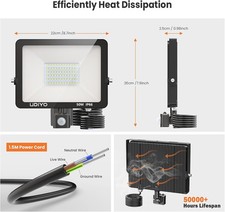 50W Motion Sensor Outdoor Security Light 5000LM LED PIR Floodlight IP66 6500K