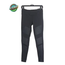 Alo Yoga Moto Leggings M Black High Rise Stretch Biker Style Panel Pants