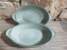 DENBY REGENCY GREEN  SMALL GRATIN OVAL EARED SERVING DISH x 2 STONEWARE GOOD