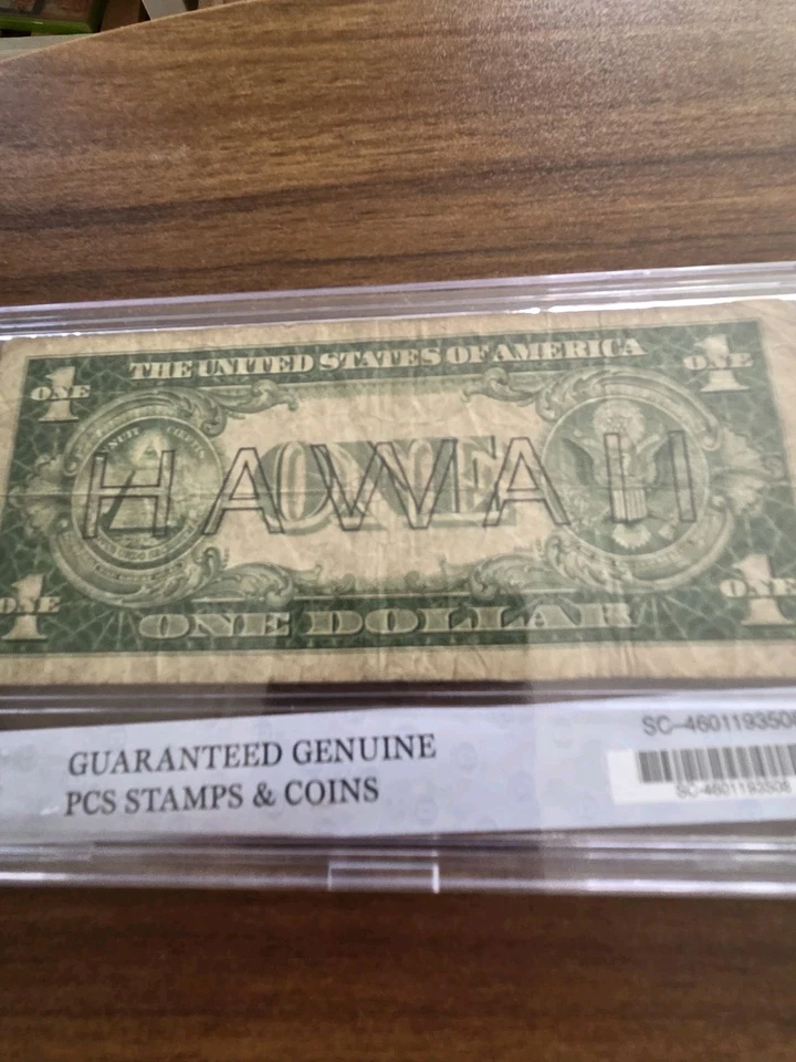 1935A WW2 $1 HAWAII ISSUE SILVER CERTIFICATE BROWN SEAL ENCASED XF40 - Image 2 of 4