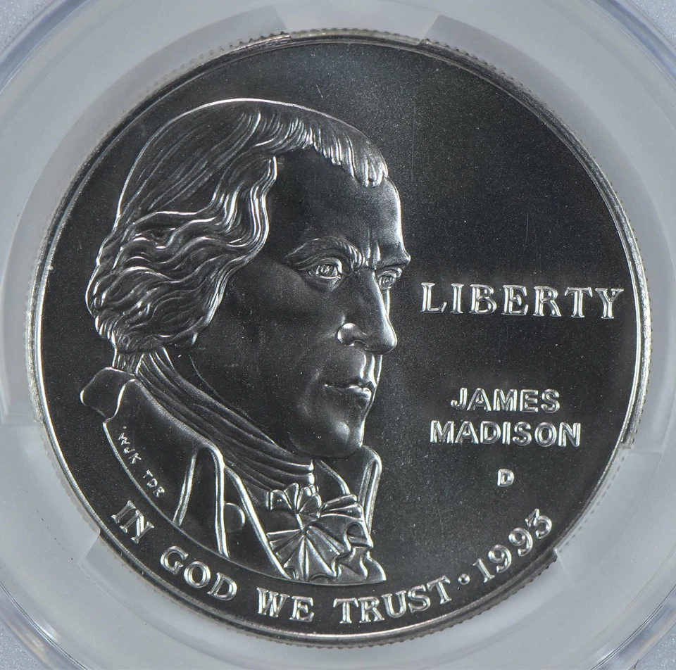 1993-D Madison Bill Of Rights Commemorative Silver Dollar MS69 CAC CACg *2498 - Image 3 of 4