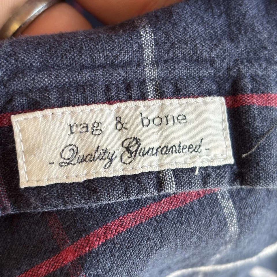 Rag & Bone Tailored Workwear Plaid Linen Cotton Long Sleeve Button Shirt Mens L - Image 3 of 4