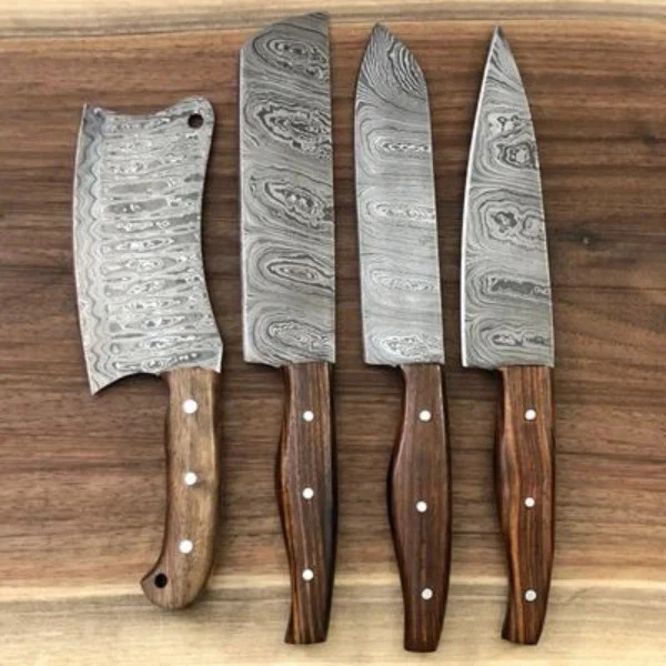 Set of 4 Handmade Damascus Steel Kitchen Chef Knives Custom Cooking Knife Set,
Opens in a new window