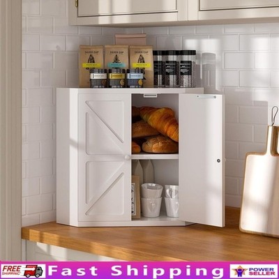 Bamboo Corner Bread Box Large Capacity Stylish Kitchen Storage Rustic Decor New