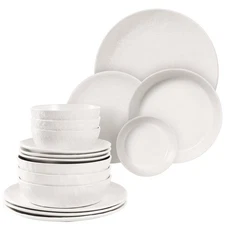 Linen Artisan Stoneware Dinnerware Set (16 Pieces) - Dishwasher and Microwave...