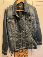 jeansjacke damen 42 von  aprico  mit stickerei zierknöpfe