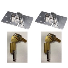 Trimax Pair of Steel Hockey Puck Internal Shackle Door Hasps & Key Core Locks