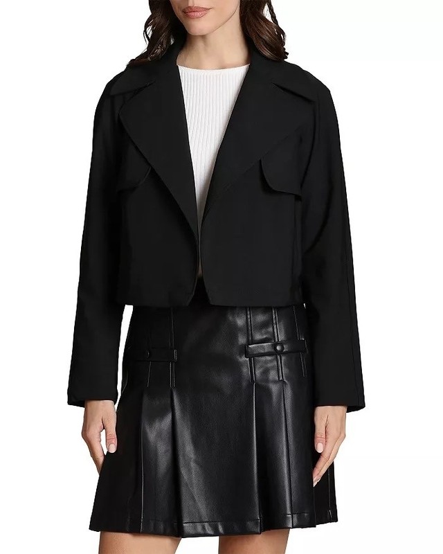 BAGATELLE Women’s Cool Tech Nylon Open Front Trench Coat In Black Size L