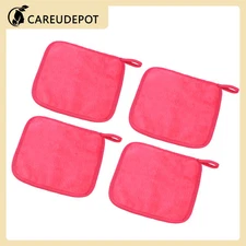 4Pcs Makeup Removal Cleaning Cloth Makeup Remover Towels Rose Red 8''x8''