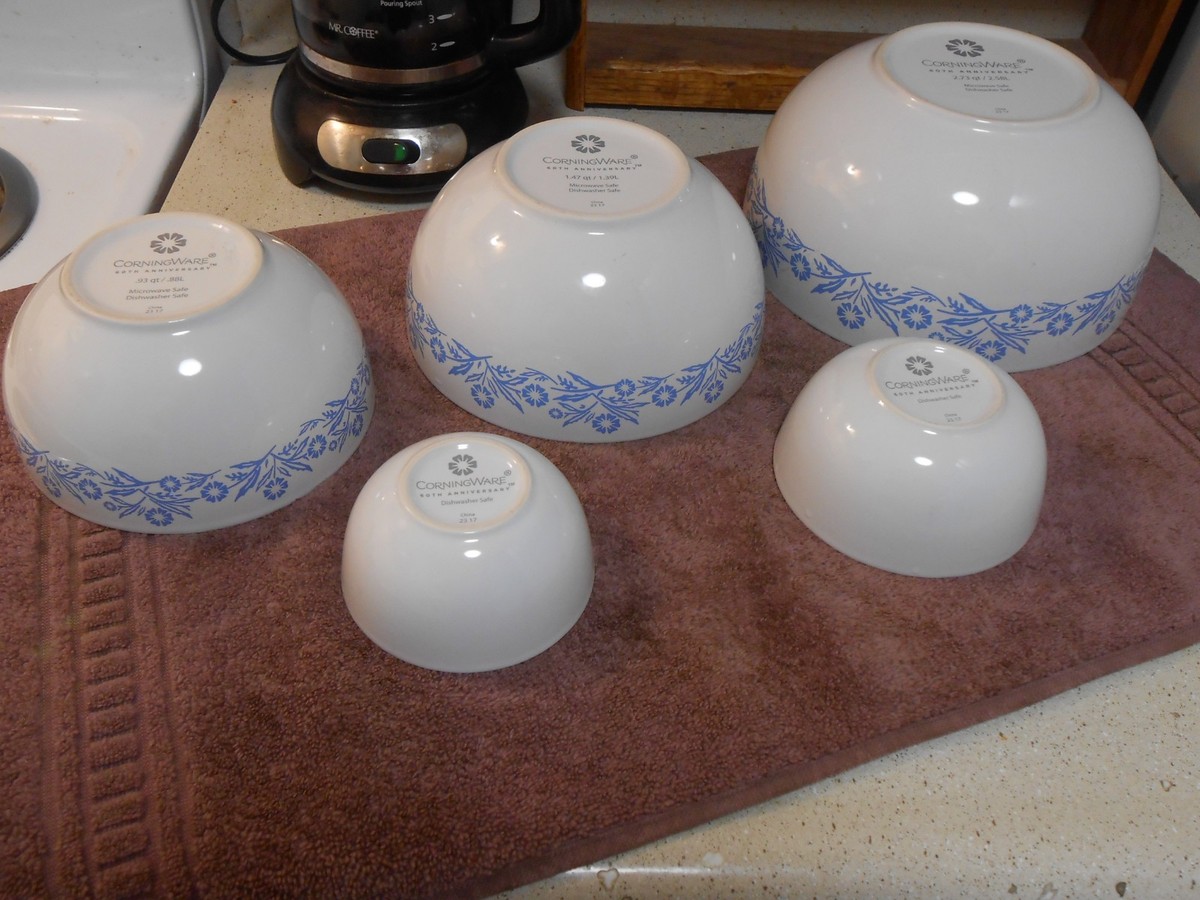 CorningWare 60th Anniversary 5 Pc. Nesting/Mixing Bowl Set Blue