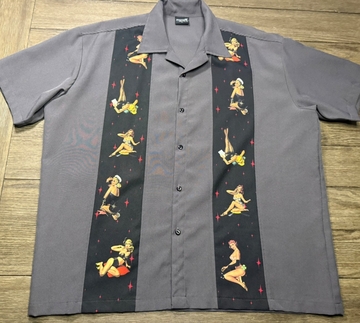 ウェア・シャツ Steady Last Call Bowling Shirt Mens XL Steady Last Call Shirt Mens 2XL Rockabilly Pin Up Vegas Lounge
