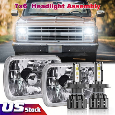 For Chevrolet C10 C20 C30 1981-1986 Pair 7x6'' LED Headlights Hi/Low Lamps 6500K