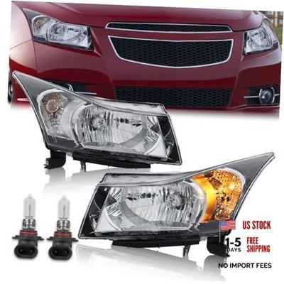 Pair Headlights Assembly Front Lamp Replacement Headlight Compatible Black