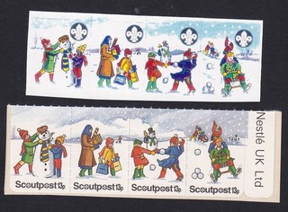 GB SCOUT Christmas POST SPONSORED BY NESTLE stamps IMPERFORATE ESSAYS (4)