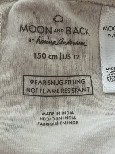 HANNA ANDERSSON Moon snd Back Long John Pajamas Size 150 12 Organic Cotton Stars - Picture 7 of 10