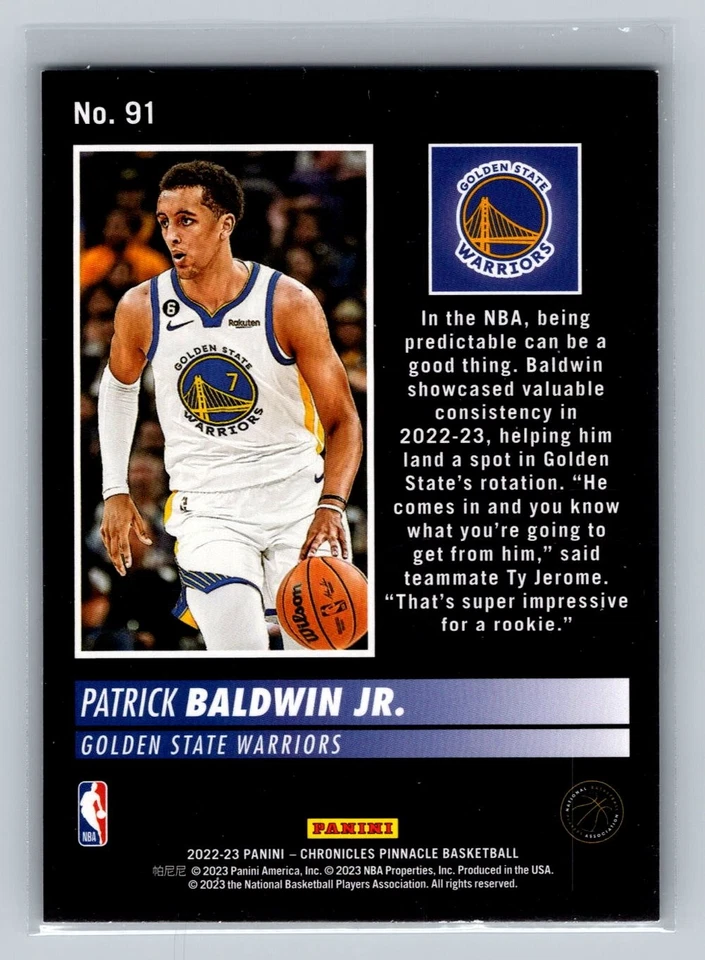 Patrick Baldwin Jr. 2022-23 Panini Chronicles #91 Rookie Warriors - Image 2 of 2