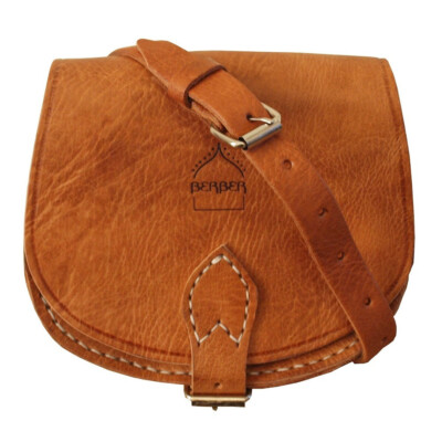 Berber Leder Temara Small Saddle Half Moon Handtasche hellbraun marokkanische Handarbeit Tasche