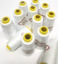 12 Big Spools Sewing Thread Polyester WHITE  2500 yards each Spool NEW