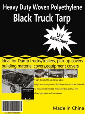 PRO SOURCE Heavy Duty Black Polyethylene Truck Tarp: 20 ft x 12 ft x 11 mil