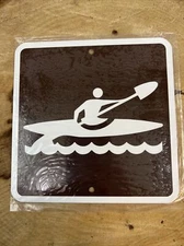 Kayak Metal Parks & Recreation Lake River Kayaking Sign mini 6"x6" in Brown NEW