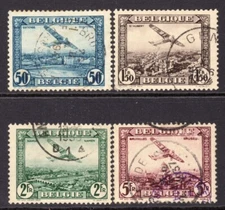 Belgium Scott #C 1-4 VF Used 1930 Fokker FVII/3M Over Cities Complete Set
