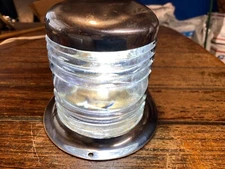 VINTAGE PERKO CHROME, GLASS STEAMING, BOW LIGHT NEW LED WIRING/BULB 10" LONG