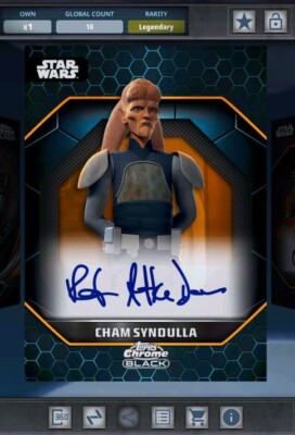 Star Wars Card Trader Digital Legendary Chrome Black Orange Cham Syndulla 25cc