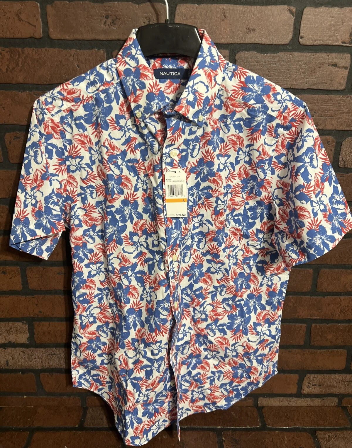 Nautica Tropical Short Sleeve Button Down Shirt Size S