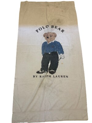 Vintage Polo Bear Ralph Lauren Bath Beach Towel Golfer Golf